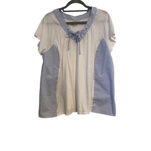 Lane Bryant Women's Blouse Striped Panel Tee Top 22/24 Beach Casual Comfy City